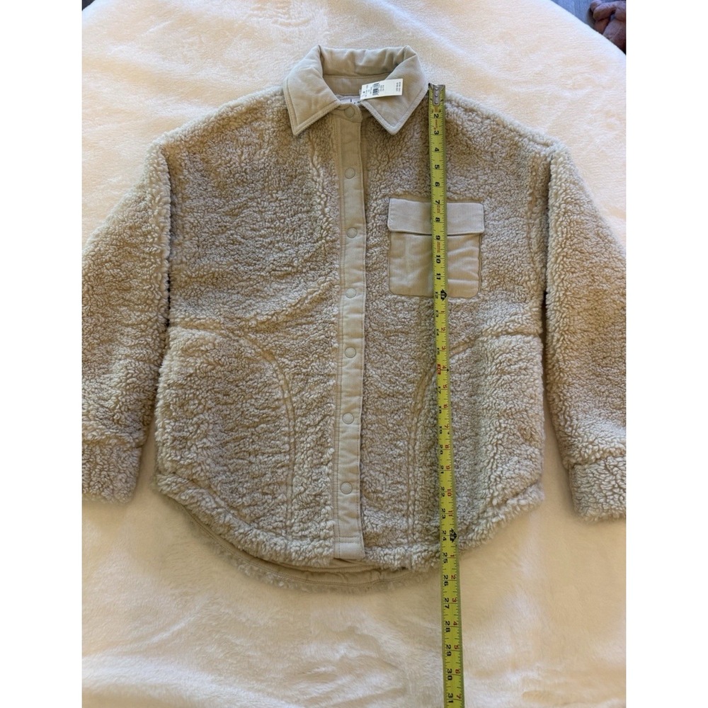 NWT Offline Aerie Sherpa Jacket Beige Fleece Snap Front Coat XXS 130-2168-1530